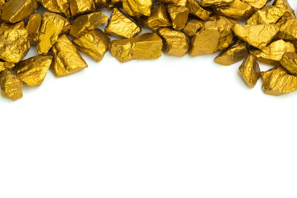 Купка Золотих Самородків Або Золота Руда Білому Тлі Дорогоцінний Камінь — стокове фото