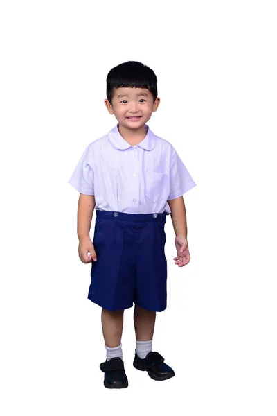 Asiatische thailändische Kindergarten Student Kind in Schuluniform isoliert o — Stockfoto