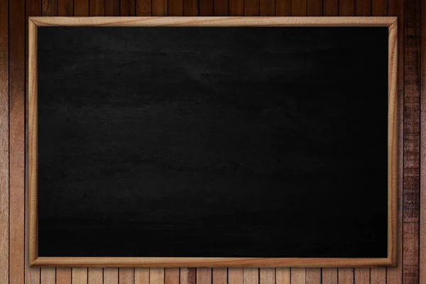 Abstract blackboard or chalkboard with frame on wooden backgroun — Stock Photo, Image