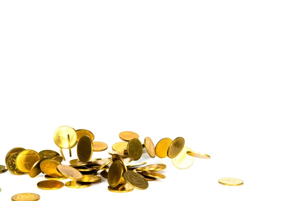 Falling gold coin, flying coin, rain money isolated on white bac