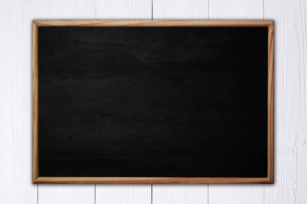 Abstracte blackboard of schoolbord met frame op houten pagina — Stockfoto