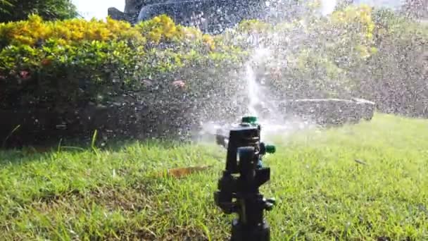 Bahçede Bitki Çiçek Sulama Için Kullanılan Springer Sistemi Ultra — Stok video