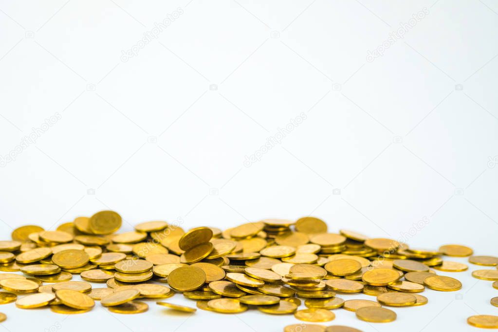 Movement of falling gold coin, flying coin, rain money with soft