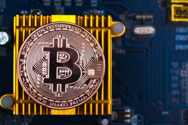 Bitcoin dijital para, bit-sikke anakart üzerinde veya elektronik