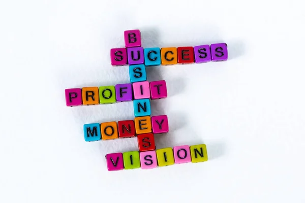 BUSINESS SUCCESS PROFIT MONEY VISION testo realizzato in bea colorato — Foto Stock