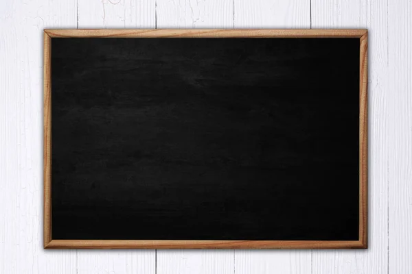 Abstract blackboard or chalkboard with frame on wooden backgroun — Stock Photo, Image