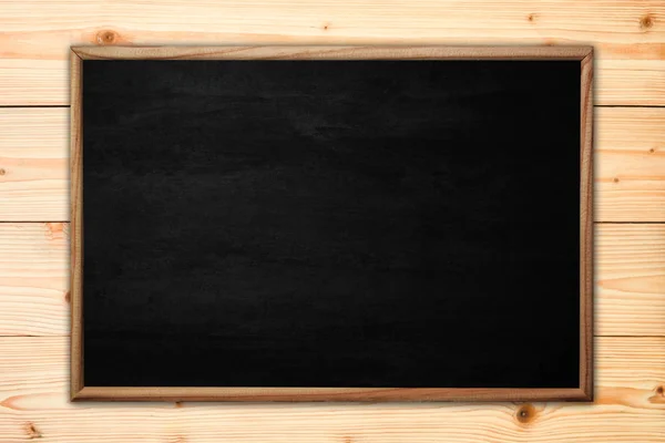 Abstract blackboard or chalkboard with frame on wooden backgroun — Stock Photo, Image