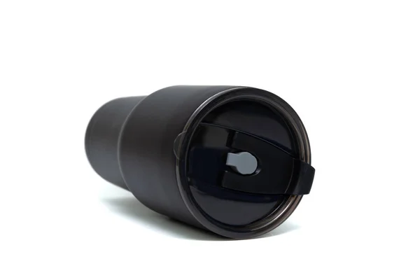 Vaso de acero inoxidable de color negro o vaso de almacenamiento frío y caliente — Foto de Stock