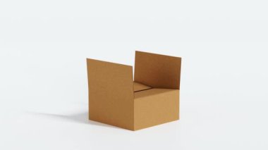 Karton kutu paketleme konteynırını kapat ve kapat, döngü görüntüleri, 3B görüntüleme.
