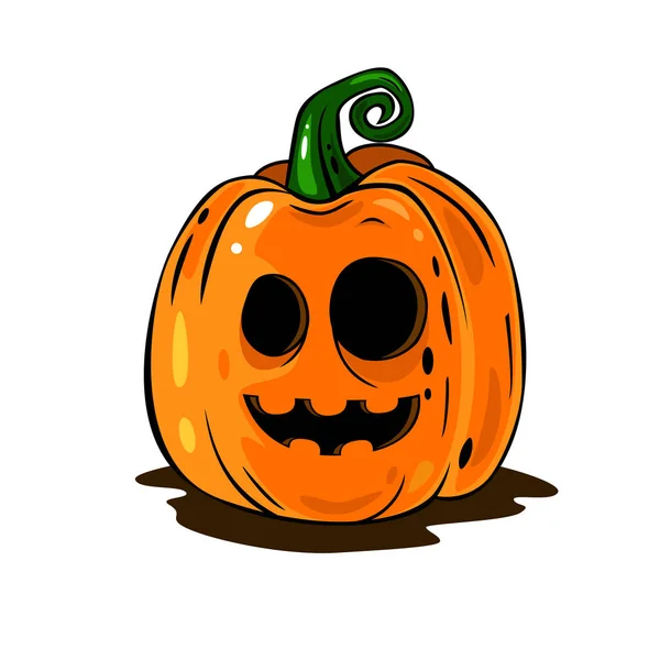 Mignon Dessin Animé Citrouille Orange Sourit Grand Personnage Pour Halloweens — Image vectorielle