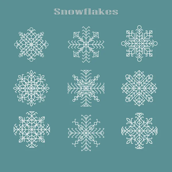 Krásná Zima Sněhovými Vločkami Grafické Prvky Pro Vánoční Novoroční Design — Stockový vektor