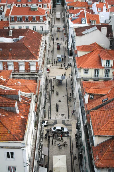 Guardando Giù Sulla Strada Sui Tetti Degli Edifici Vista Degli — Foto Stock