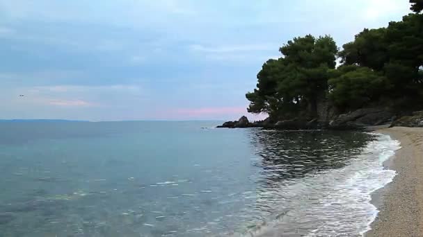 Avonds Aan Kust Egeïsche Kust Zonsondergang — Stockvideo