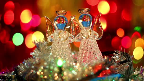 Anioły Świąteczne Zabawki Boże Narodzenie Wydarzeniu Obchodów Dekoracji Boże Narodzenie — Wideo stockowe