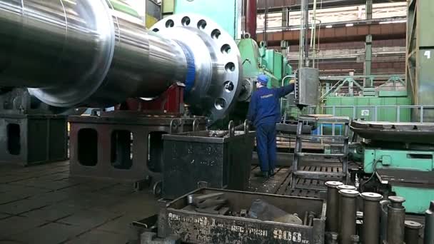 Fabbrica Produzione Turbine Centrali Elettriche Enorme Turbina Fabbrica Spazi Vuoti — Video Stock