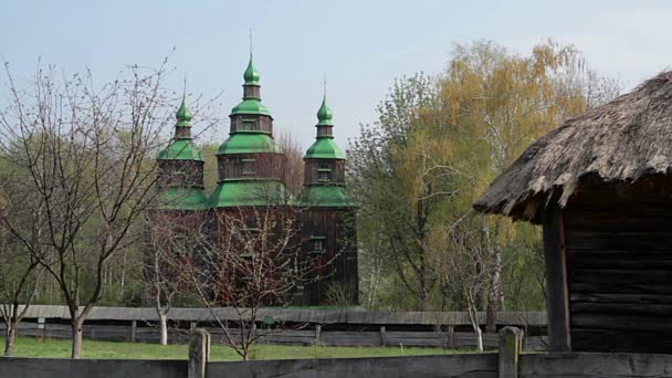 Ukrainska Antika Ortodoxa Kyrkan Pirogovo Museum Nära Kiev Ukrainska Byn — Stockvideo