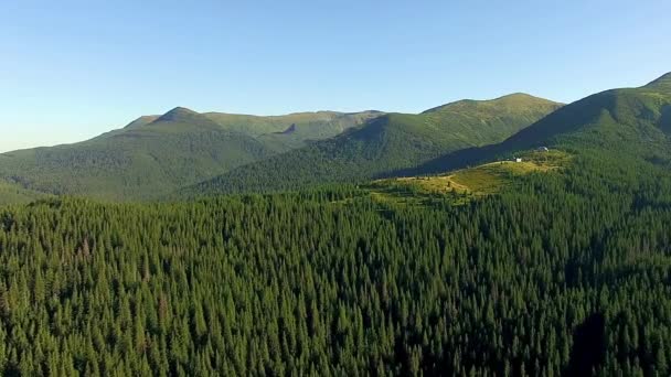 Letecký Pohled Zalesněné Hory Nádherný Let Krásného Lesa Horách Letecký — Stock video