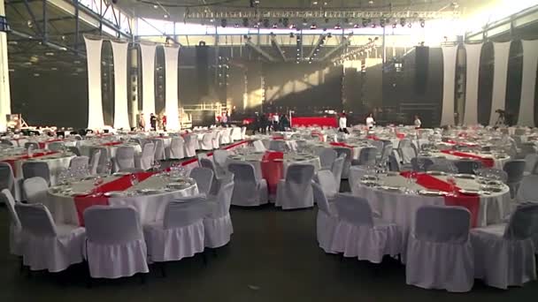 Salão Banquetes Espera Convidados Grande Sala Banquetes Vazia Cena Com — Vídeo de Stock