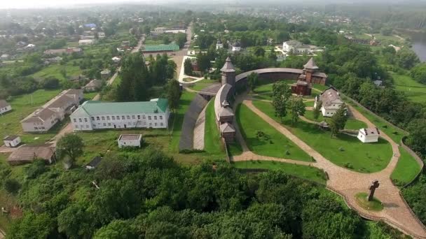 Luftaufnahme Der Baturin Festung Zitadelle Der Baturin Festung Fluss Seim — Stockvideo