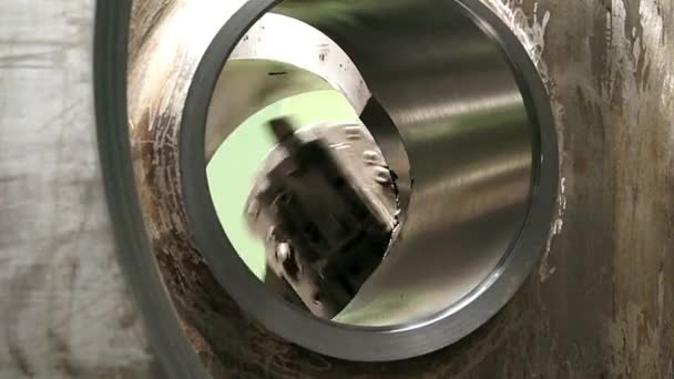 Büyük Torna Closeup Büyük Milli Torna Endüstriyel Bir Tesisi Döner — Stok video
