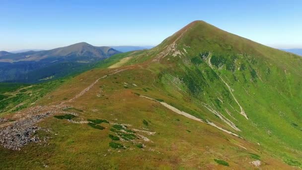 Légi Felvétel Hoverla Hegy Tiszta Időben Hegy Tetején Hegyi Csúcs — Stock videók