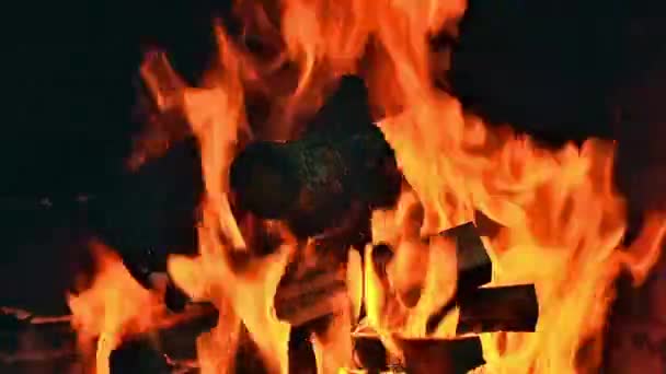 Burning Wood Fireplace Fire Flame Close Fire Starts Burn Fireplace — Stock Video