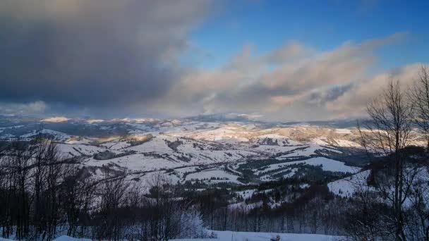 Hemel Bergen Time Lapse Lucht Sneeuw Bergen Time Lapse Dramatische — Stockvideo