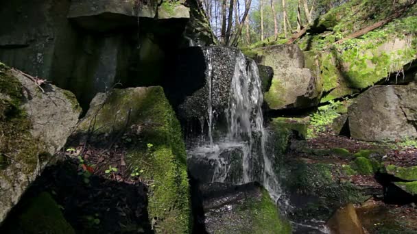 Aus Nächster Nähe Wasserfall Plätschern Nahaufnahme Von Quellwasser Wie Fällt — Stockvideo