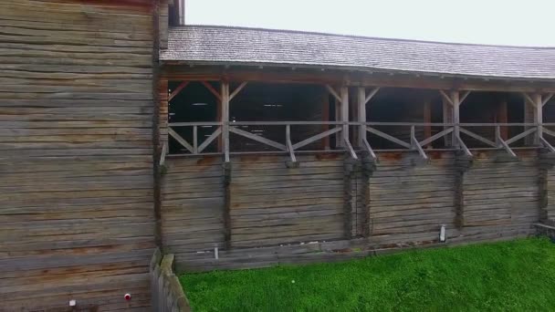 Long Mur Forteresse Bois Mur Fortifié Dans Forteresse Baturyn Citadelle — Video