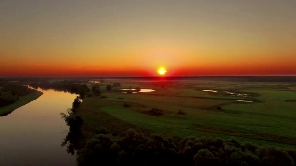 Widok Wschód Słońca Nad Flood Łąki Widok Wschód Słońca Nad — Wideo stockowe