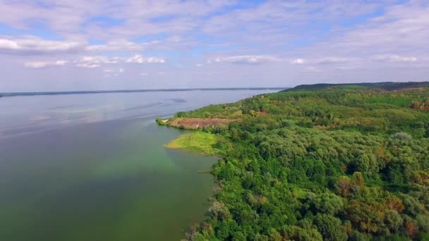 Letecký Pohled Řeku Letním Dni Letecký Pohled Řeku Letící Nad — Stock video