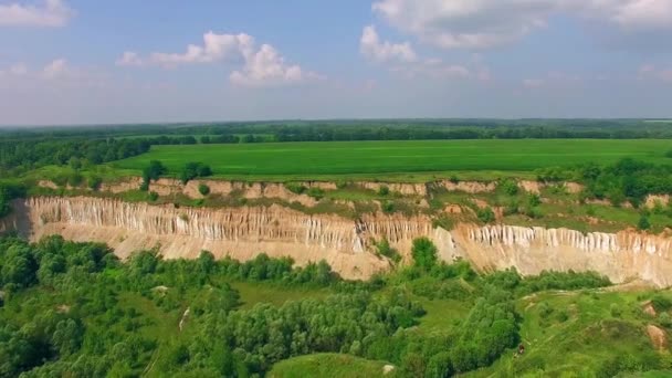 Flygfoto Över Gamla Krita Stenbrott Området Där Sanden Stenbrytning Flygfoto — Stockvideo