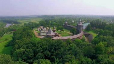 baturin kale, kale Baturin Kalesi nehrinde Seim, ahşap tahkimatı, Baturin kale - Baturin, Ukrayna kalede havadan görünümü