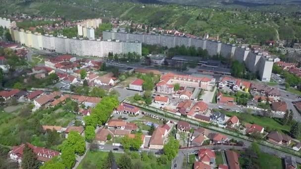 Vista Aérea Miskolc Hungria Vídeo Aéreo Mostra Casas Bloco Era — Vídeo de Stock