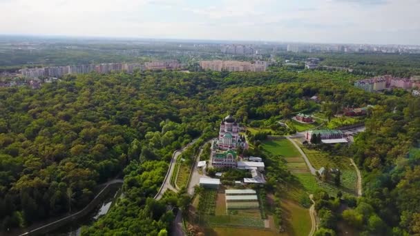 Vista Aérea Del Convento Panteleimon Feofania Monasterio Panteleimon Kiev Vista — Vídeo de stock