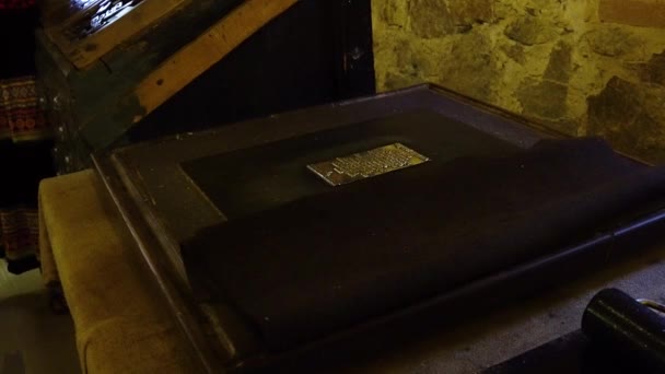 Printing Antique Cliche Parchment Printing Vintage Parchment Printing Process Vintage — Stock Video