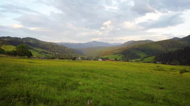 Гірський Селище Заході Сонця Час Очікування Села Горах Влітку Заході — стокове відео