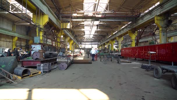 Manufacturing Facility Factory Shop Work Metal Factory Huge Crane Factory — Stock Video