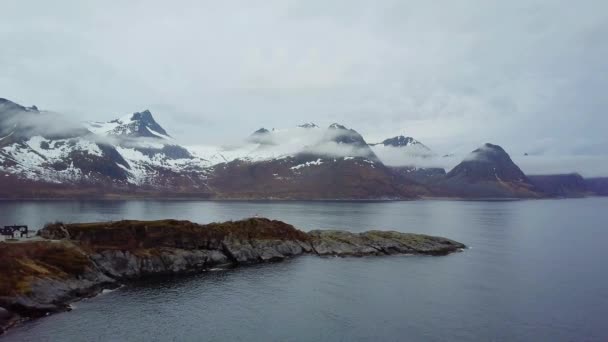 Luftaufnahme Der Küste Norwegens Draufsicht Auf Wunderschöne Küstenlandschaft Luftaufnahme Der — Stockvideo