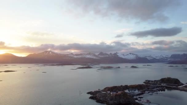 Aeril Kilátás Napkelte Lofoten Szigeteken Dawn Lofoten Szigetek Légi Nézet — Stock videók