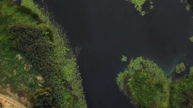 sulak üst görünümü, su yolları ve lagünler yüksek havadan görünümü, Bataklık through Havadan Geri Drift