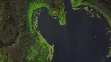 sulak üst görünümü, su yolları ve lagünler yüksek havadan görünümü, Bataklık through Havadan Geri Drift