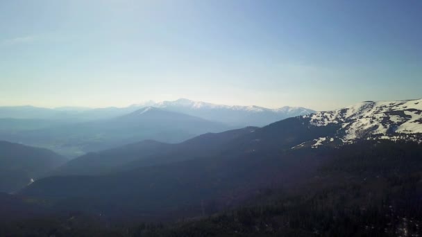 Vista Aérea Las Montañas Invierno Paisaje Invierno Vista Aérea Las — Vídeo de stock