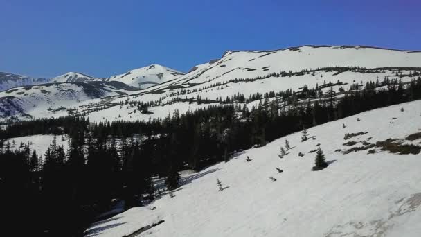 冬季山脉的空中景观 冬季景观 被雪覆盖的山脉的空中景观 — 图库视频影像