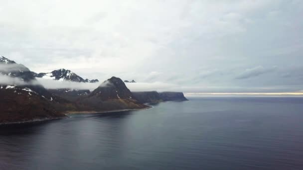 Vista Aérea Las Islas Lofoten Vista Aérea Del Mar Noruego — Vídeos de Stock