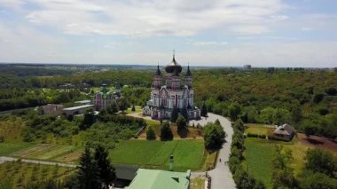Feofania Panteleimon manastırının havadan görünümü, Kiev Panteleimon manastır, Kiev St Panteleimon Katedrali Havadan görünümü