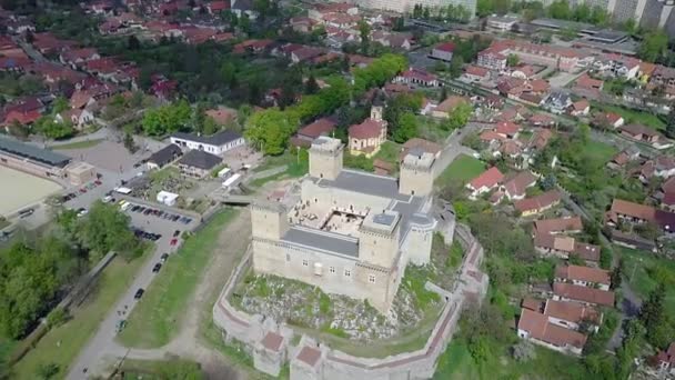 Flygbild Över Fästningen Diosgyor Miskolc Flygvideo Visar Slottet Diosgyornear Miskolc — Stockvideo