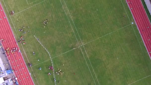 Aerial View Stadium Town Aerial Footage Outdoor Soccer Field — Stock Video