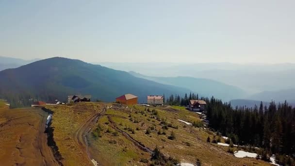 Pemandangan Udara Desa Pegunungan Pada Musim Dingin Pemandangan Udara Desa — Stok Video