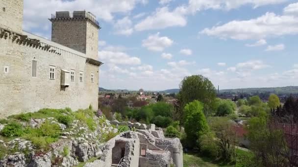 Flygbild Över Fästningen Diosgyor Miskolc Flygvideo Visar Slottet Diosgyornear Miskolc — Stockvideo